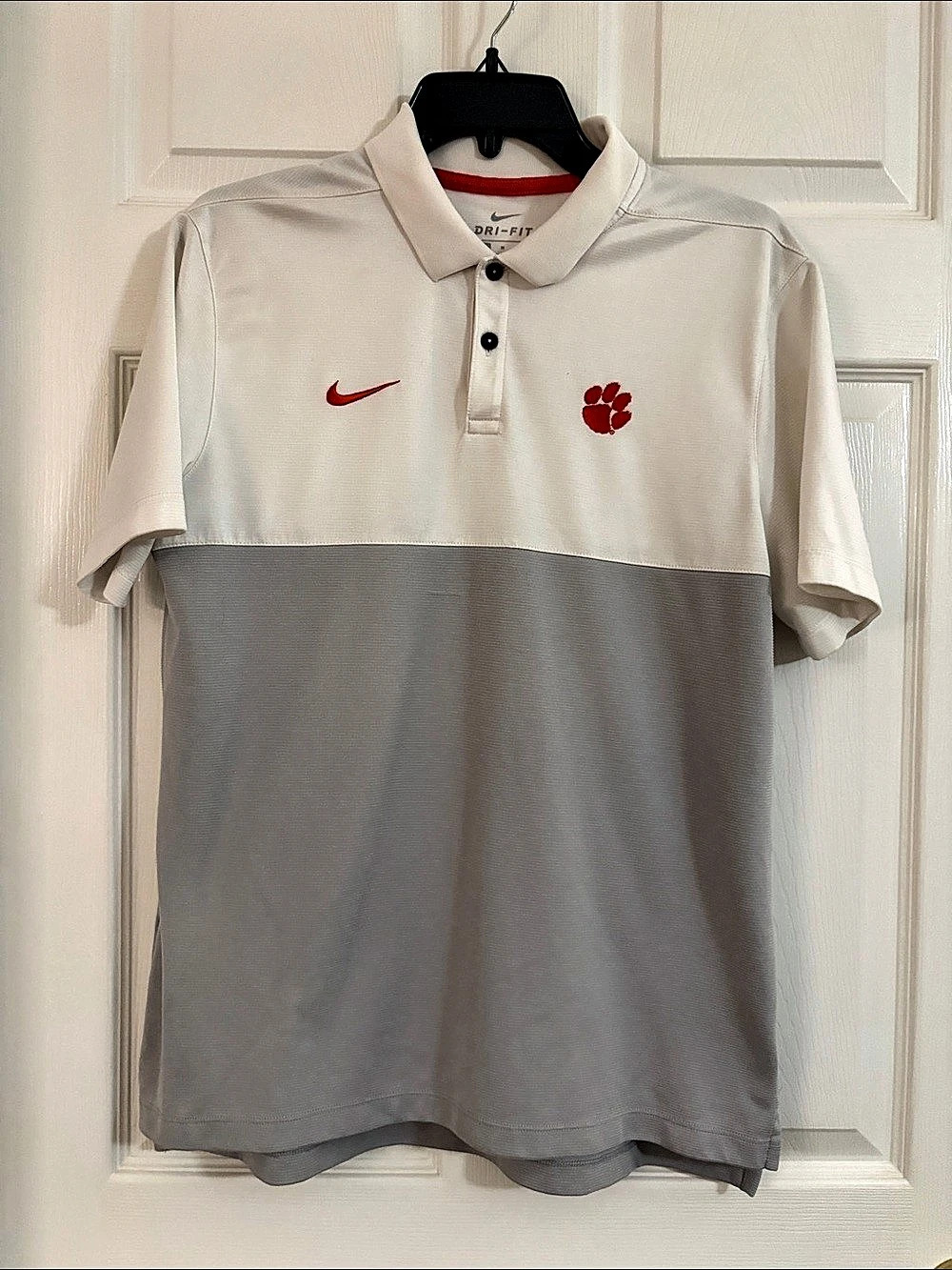 Nike Dri-FIT Color Block Polo in White & Gray Like New